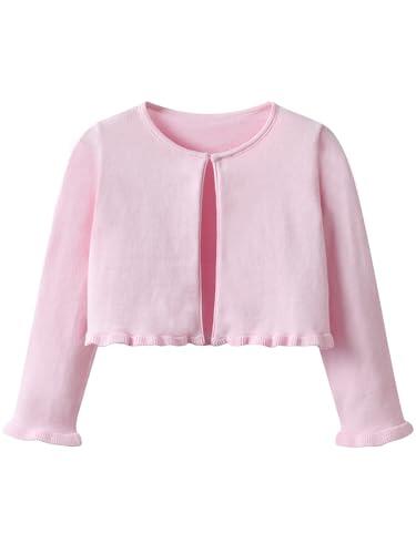 Kefiyis Chaqueta Bolero Niña Cárdigan Punto Manga Larga con Volantes Rebeca Festiva con Botones para Torera Comunion Vestido de Bautizo 110-150 Rosa 110