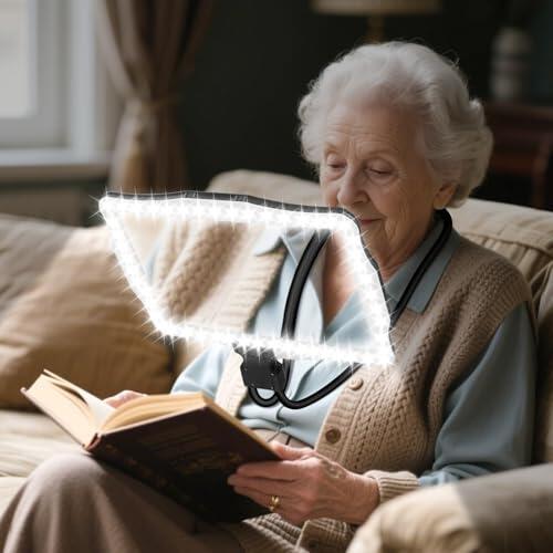 NZQXJXZ 10X Recargable Lupa con Luz, Lupas Grandes con Manos Libres para Leer Libros, Lupa de Página Completa de Libro, Lupa de Cuello de Cisne Flexible para Reparar, Coser, Personas con Baja Visión