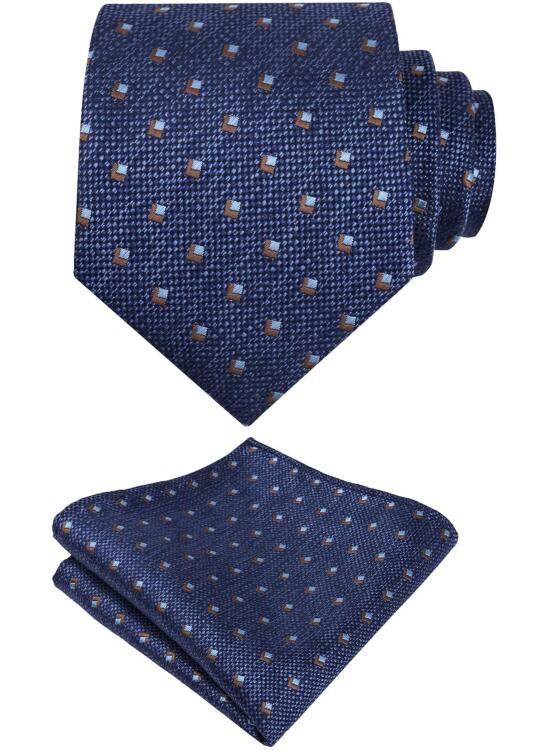 Corbata para hombre con patrón de lunares y bolsillo cuadrado de 8 cm