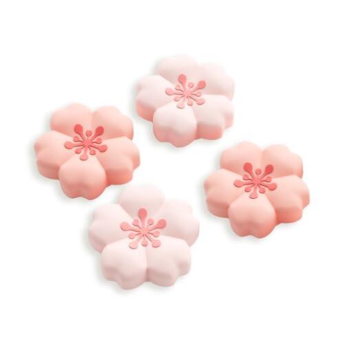 GeekShare Fundas de silicona para joystick de Switch 2, accesorios de protección para joystick, agarre para thumbstick, antideslizante, cómodo (4 unidades) (flor de cerezo)