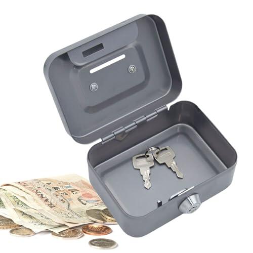 Caja de seguridad de metal para dinero, para niños y adultos, almacenamiento seguro perfecto para cambio suelto