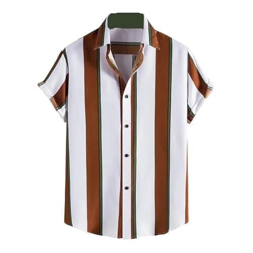 LIUHLFSR Camisa Estampada de Manga Corta de Verano for Hombre, Cuello de Camisa, Camisa Informal a Rayas, Camisa Fina de Manga Corta for Hombre Adecuado para La Oficina, De Fiesta, De Viaje(Color5,L)