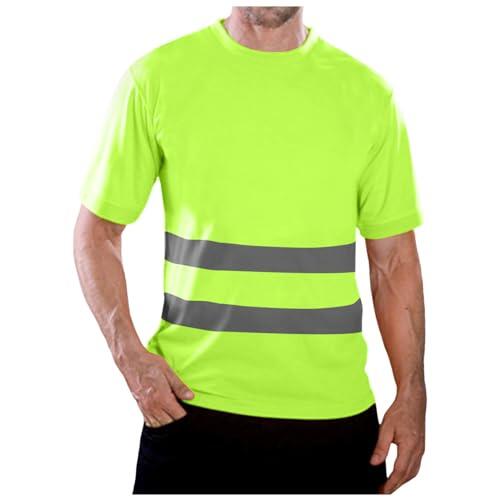 Camiseta de advertencia para hombre, manga larga, con capucha, con capucha, camiseta de seguridad, protección de seguridad, ropa de trabajo, construcción, camiseta de advertencia, D verde., XL