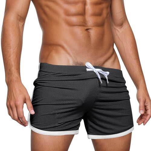 Generisch Pantalones de chándal cortos para hombre, pantalones cortos básicos, pantalones de chándal para entrenamiento, tiempo libre, Negro , L