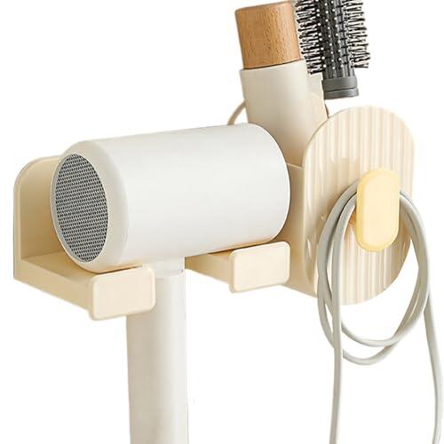 Furtryvl Almacenamiento para secador de pelo, estante para rizador, soporte para secador de pelo, organizador de estilo de baño, sin taladro, almacenamiento para tocador, toalla, cosméticos