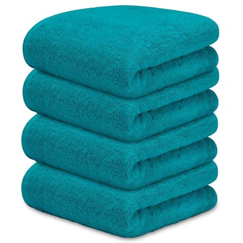 DECASATEXTIL Pack 4 Toallas Lavabo 50x100cm Algodón 450g/m² – Suaves y Absorbentes – Toallas Baño y Mano para Lavabo, Gimnasio o Aseo (Oceano)