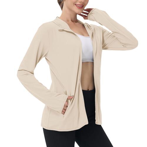 BFSWL Ropa de protección UV para mujer, chaqueta de manga larga de verano, transpirable, sudadera con capucha, chaqueta de verano, protección solar, chaqueta deportiva, camiseta deportiva, chaqueta