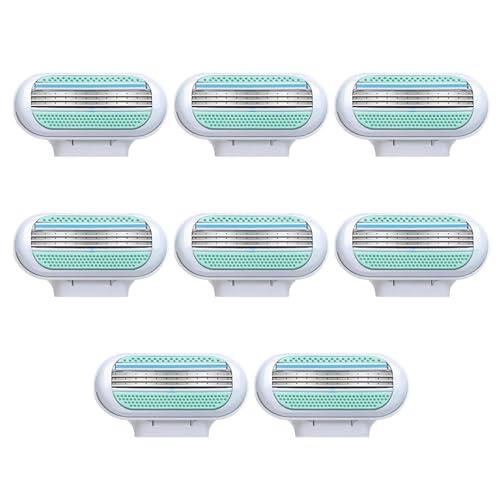 8 Piezas Recambios para Maquinilla para Mujer,Cuchillas de Afeitar Mujer Compatible con Venus, Cuchillas Universales de 3 Etapas para Afeitar Piernas, Axilas y Partes Íntimas,Material Acero Inoxidable