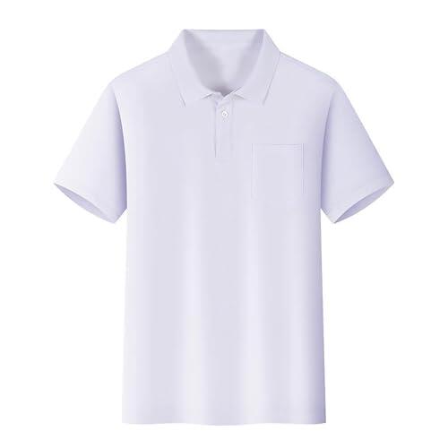 Polo para niños y niñas, uniforme escolar, de un solo color, camiseta de verano, de manga corta, polos casuales básicos, cómodos y transpirables, con bolsillo, para niños de 4 a 12 años, Blanco, 11-12