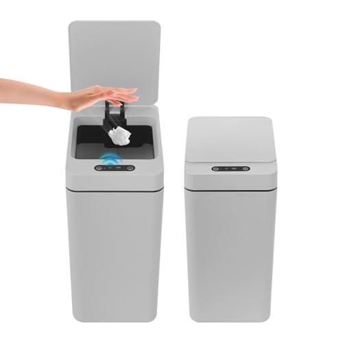 RjcdOPL - Cubo de basura con sensor automático (12 L, 3 modos de apertura, impermeabilidad IPX5, para cocina, cuarto de baño, dormitorio, sala de estar, color gris
