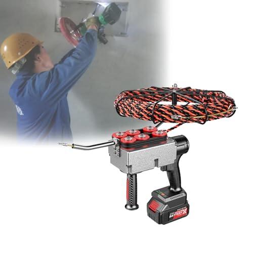 LIEROLYE Trefiladora Automática con Batería De Litio Sin Escobillas De 25 000 MAh Y 40 M/min para Decoración De Edificios Y Comunicación En Red.(15m,Battery-2pc)