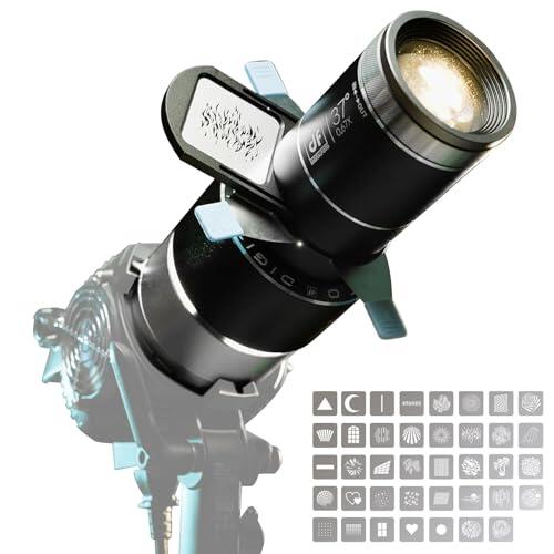 DF DIGITALFOTO Optical Snoot Bowens Mount Gobo Proyector, con 39 gobos, accesorio de proyección para foco de fotografía, compatible con Aputure Amaran 100X/D 200D/X, Godox SL60, Nanlite FS150B
