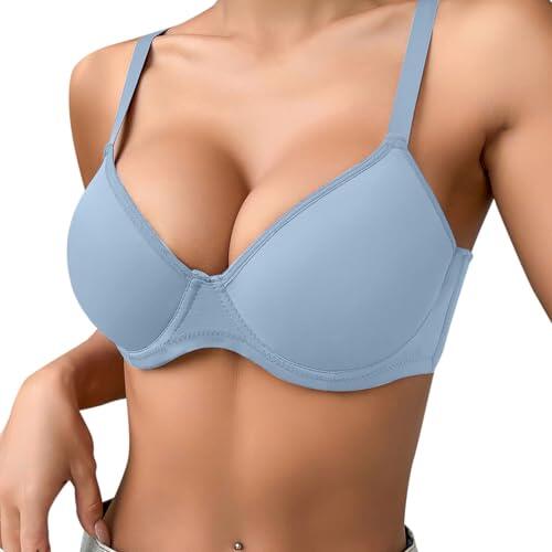 POIUIYQA Sujetador Push Up Escote Profundo con Aros Relleno sin Costuras Sexy Mujer
