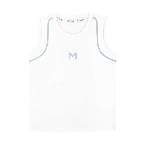 Bebés Niño Camisetas de Tirantes Seda Helada Camisetas Interiores Verano Cuello Redondo Sin Mangas Camisetas Tops Cómodas Transpirables, Blanco 110