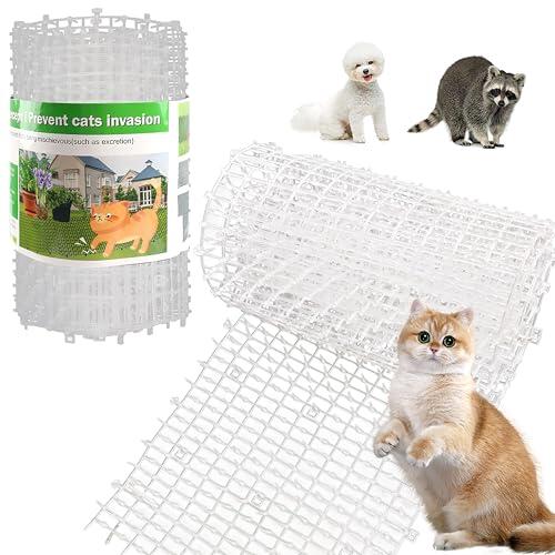 Kokmeya Alfombrilla Repelente de Mascotas, Blanca, 1,98 m con 8 Estacas para el Suelo 8 Bridas, Alfombrilla Repelente de Gatos con Púas Suaves para Jardín/Patio Trasero, Alfombrilla Disuasoria de