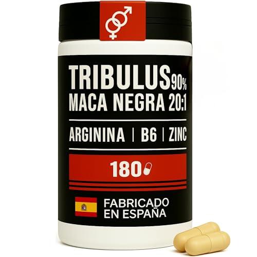 DIETÉTICA EUROPEA tribulus terrestris 180 Cáp - 90% tribulus maca testosterona - Con maca pura 20:1 Arginina B6 Zinc - Mejora la fuerza y resitencia - FABRICADO EN ESPAÑA