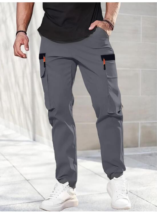 Pantalones cargo para hombre, cintura elástica, cordón ajustable, pantalones casuales de senderismo, escalada al aire libre, pesca, con bolsillos