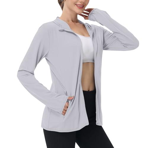 BFSWL Ropa de protección UV para mujer de manga larga, chaqueta de verano transpirable, sudadera con capucha solar de verano, protección solar, chaqueta deportiva, protección UV, camiseta deportiva
