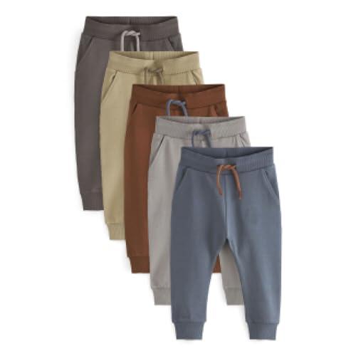 NEXT Niños Pack de 5 Pantalones de chándal de Corte Ajustado Caqui/Gris/Azul 2 Años-3 Años