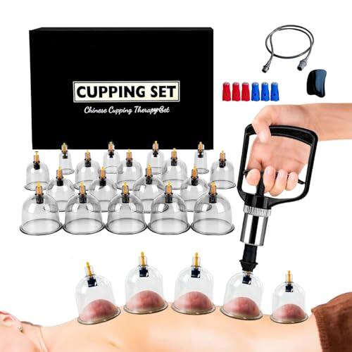 Set de 18 Ventosas para Fisioterapia，Ventosaterapia con Imanes Terapéuticos，Ventosas masaje: ideales para tratar la celulitis, mejorar la circulación sanguínea y aliviar dolores musculares