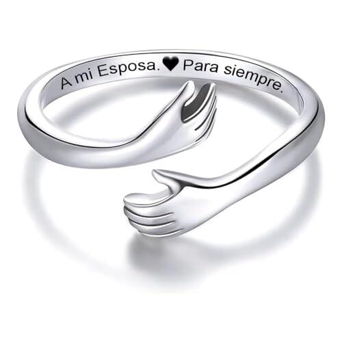 Bramart Anillo de Mujer A Mi Esposa Regalo de Amor para Ella Aniversario Regalos de Boda, Talla Ajustable - Estuche Incluido