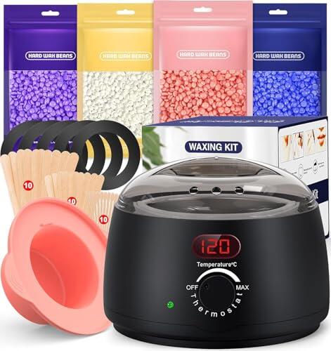 Calentador de Cera Depilatoria - Maquina Cera Caliente Depilacion con Visualización Temperatura Depilacion en Casa para Cuerpo Completo, Cejas, Faciales, Bikini, Piernas, Axila para Mujer y Hombre