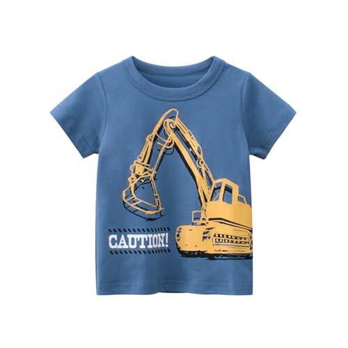 Generisch Camiseta de manga larga para niños, camiseta de manga larga para niños, camiseta de dinosaurios, excavadora, camión, algodón, 1-7 años, Camiseta K4-azul, 1-2 años