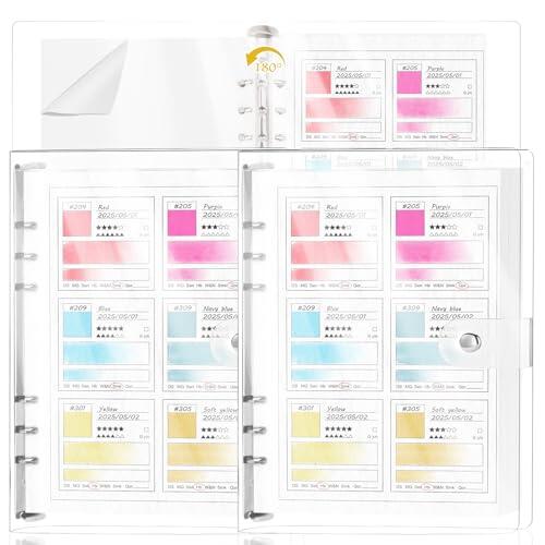 Paquete de 2 cuadernos de acuarela A5 para pintores, 15 hojas de papel de acuarela para artistas, 140 libras, 100% algodón, 16 hojas de papel de acuarela de vidrio para colorear para 6 anillos con
