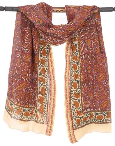 GURU SHOP Pareo ligero pareo pareo de algodón estampado a mano, diseño de Lungi con cenefa tejida – Castaño, hombre/mujer, algodón, 190 x 120 cm