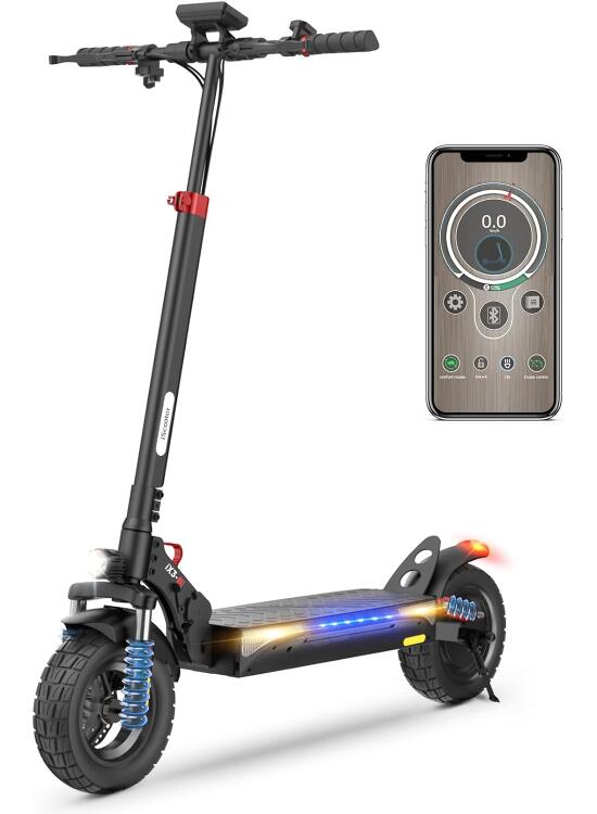 iScooter ix3 Patinete Eléctrico Adultos, 480WH Batería, Autonomía Máxima De 40 KM, 10" Patinete Eléctrico Plegable, App Control, Carga 120 KG, Manillar Ajustable, Suspensión Cuádruple