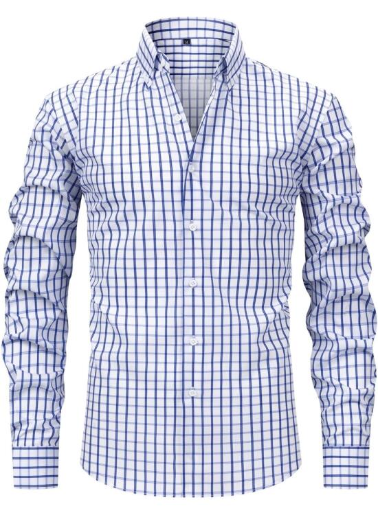 Generisch Camisa a cuadros para hombre Camisa formal para hombre | Slim Fit Manga Larga Knitter-Hochzeitshemd mit Stretch-Kfort-Botton-Downkleidung Blumen Hemd Herren Langarm