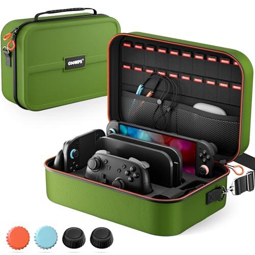 ZOZOVR Switch 2 Funda para Nintendo Switch 2 (2025), Estuche RíGida PortáTil con ProteccióN Total para Viajes, 20 Ranuras para Juegos , Bolsa Grande Antipolvo para Switch 2 Accesorios , Verde