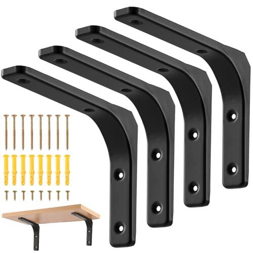 HonQiShiMY 4 Piezas Soportes para Estantes de Pared(20x15x3 cm), Escuadra para Estanterías, Montaje en Pared Pesados para Cocina Libros Estante, Cada par de cargas es de 50 kg