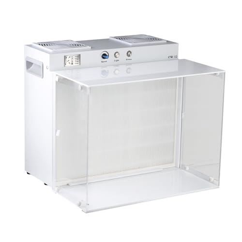 Campana extractora de flujo laminar HEPA H12 con filtro HEPA, 43 x 33 cm FFU caja de inoculación ventilador, sistema de filtro de aire de doble ventilador, campana de flujo laminar portátil para