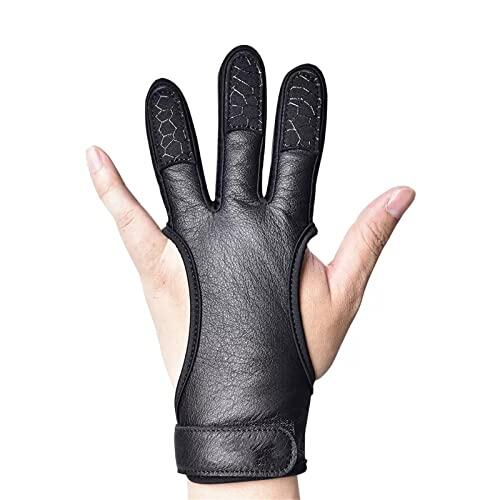 LCUVIMPEX Tiro con Arco Guardabrazos y Guantes de Dedo, Guantes de Tiro de Cuero de Tres Dedos for Adultos y Principiantes de Archery Hall(M)
