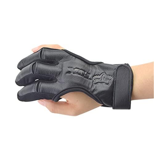 LCUVIMPEX Tiro con Arco Guardabrazos y Guantes de Dedo, Guantes de Cuero de Tres Dedos for Tiro con Arco y Flecha for Adultos y Principiantes.(XL)