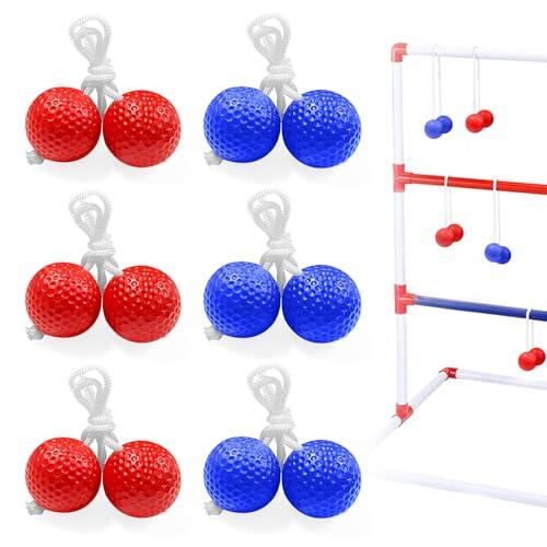 yuejuhe 6 Pares Pelota de Lanzamiento de Escalera, Ladder Ball, Ladder Toss Adecuado para Actividades de Interior y Exterior (Azul Oscuro,Rojo)