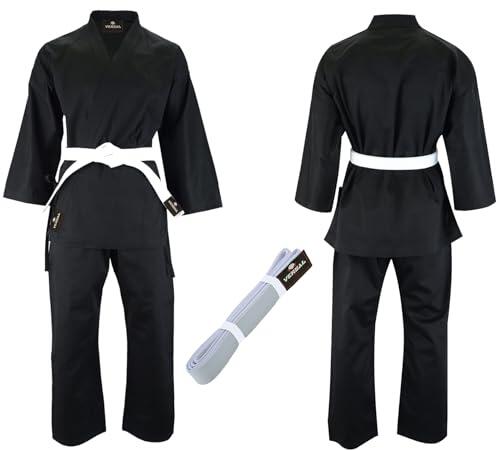 VERSAL Karate Gi para Niños/Adultos Uniforme de Karate | Traje de Karate Blanco para Estudiantes | 8oz Polialgodón Ligero Uniforme de Artes Marciales Entrenamiento Sparring Taekwondo con Cinturón