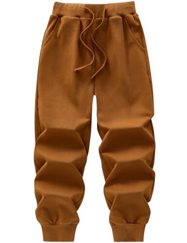 WIYOSHY Pantalones Deportivos de algodón con cordón de Color sólido para niños (FR/ES, Numeric, 160, Regular, marrón)