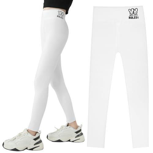 HOTUT Leggings para niña, Leggins Mallas para niña, Ropa Deportiva para niños, Leggings Pantalones Largos Niñas - Blanco