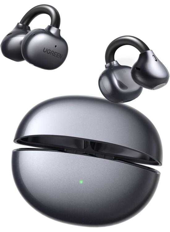 UGREEN ClipBuds Auriculares Inalámbricos Bluetooth 6.0 con Diseño Abierto Reducción del Ruido con ENC AI 4 Micrófonos Personalización de App 30H Reproducción Carga Rápida USB-C IPX5 Impermeable