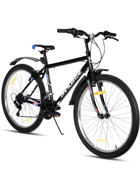 Hiland Bicicleta de Montaña de 24/26 Pulgadas para Jóvenes y Adultos, Bicicleta de Montaña con 18 Velocidades, Doble Frenos en V, MTB para Mujeres y Hombres, Negro/Blanco