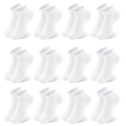 Desanlapi 12 Pares de Calcetines Cortos para Niños - Calcetines Deportivos Transpirables de Algodón para Niños y Niñas Blanco 27-30