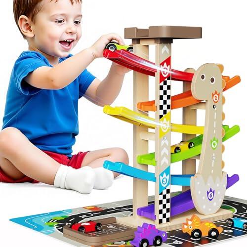 Análisis del garaje de madera y rampa de coches AmazingJoy: un juguete educativo para el desarrollo infantil