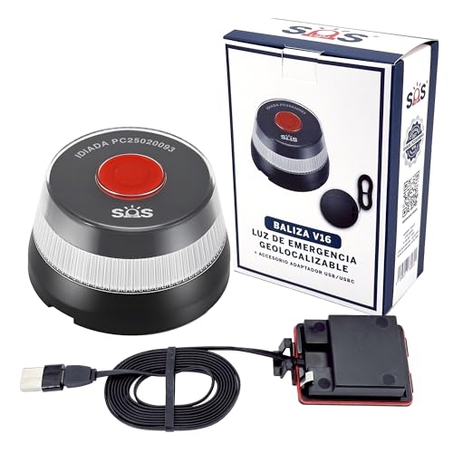 Luz Emergencia V16 Homologada DGT Geolocalizable + Adaptador USB/USBC
