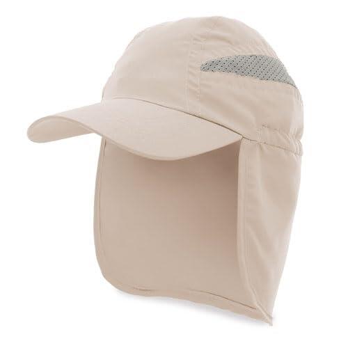 ROMA RETAIL Gorra Deportiva con Protector de Cuello, Nuca, Estilo Sahara, Montaña, Senderismo, Trekking, Cierre Ajustable (Tierra)