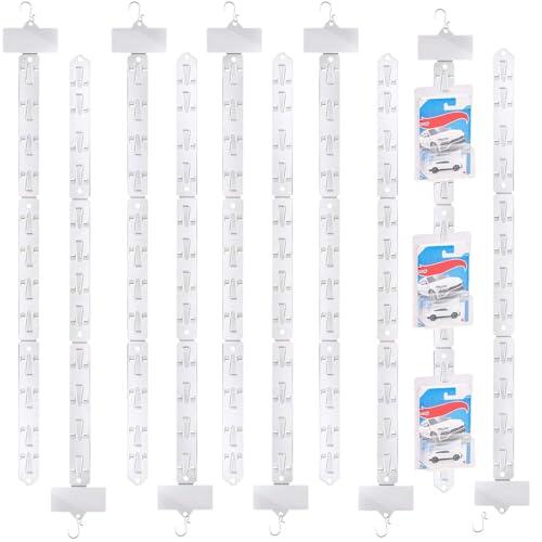 QoTang 12 tiras colgantes de mercancía con 12 ganchos, tiras colgantes de plástico, perchas de mercancía para exhibición al por menor con cabezal de etiqueta, 63 cm