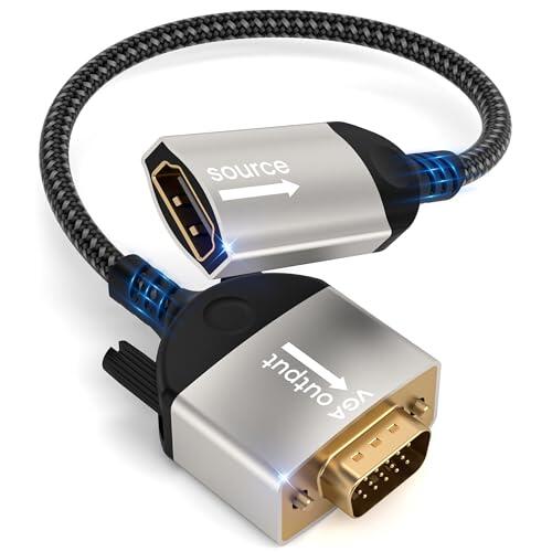 Adaptador HDMI a VGA,adaptador HDMI hembra a VGA macho,nailon trenzado 1080p unidireccional HDMI para computadora a vga,monitor/TV,para laptop,PC,TV Stick,HDTV,reproductor de DVD,monitor,proyector
