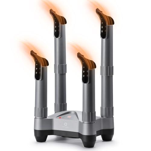 AIRTHEREAL SD20 Secador de Zapatos Eléctrico con Temporizador y Ozono | 110W para 2 Pares a la Vez | Secador Telescópico para Botas de Esquí, Calzado de Trabajo, Zapatillas y Guantes | Gris