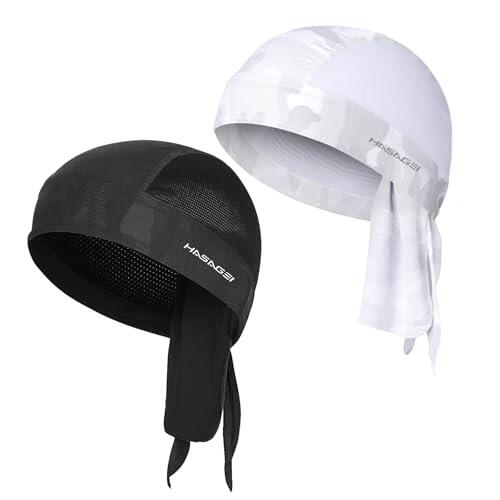 HASAGEI Bandana Cap Sports Kopftuch Herrem Damen Sommermütze Fahrradmütze, Elastiatmungsaktiv, Schweißableitender Quick Dry Kopfbedeckung, negro y blanco, Talla única